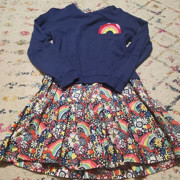Mini Boden | Dresses | Mini Boden Rainbow Sweatshirt Dress | Poshmark